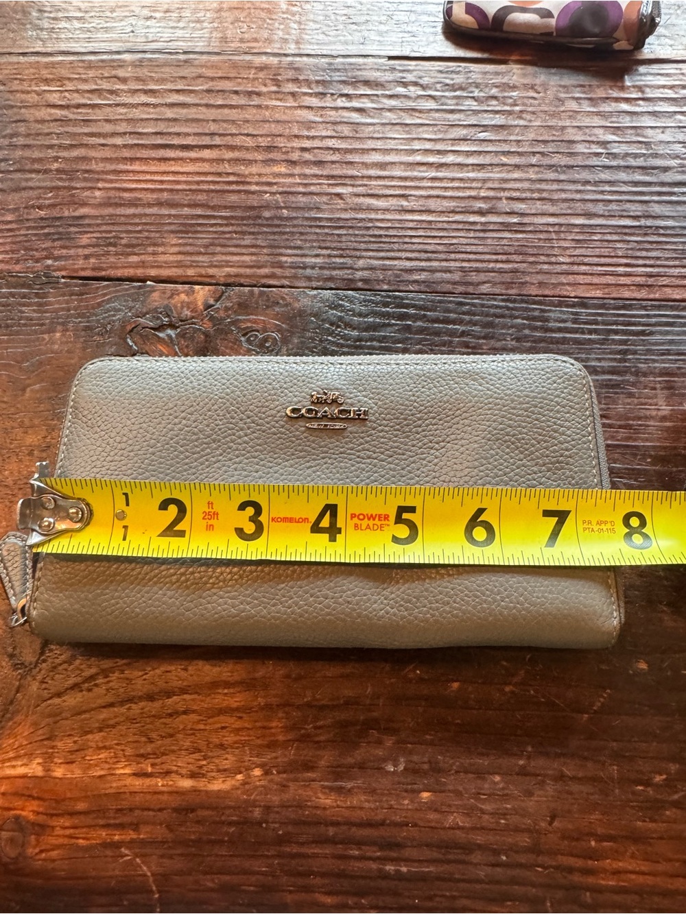 Coach Leather Zip Around Wallet Taupe Gray Pebbled Leather Long Wallet - Picture 6 of 8